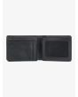 Cartera de cuero con triple hoja Quiksilver Mack negra para hombre ranuras y ventana DNI
