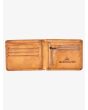 Cartera de cuero sintético con doble hoja Quiksilver Slim Rays marrón para hombre abierta