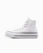 Zapatillas Converse con plataforma Chuck Taylor All Star Lift High Top color blanco y negro para mujer izquierda