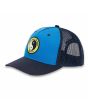 Gorra Trucker T&C Surf Designs Yin Yang Azul con logo amarillo Unisex lateral