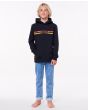 Niño con sudadera de capucha Rip Curl Surf Revival negra frontal 