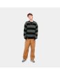 Hombre con Jersey de punto Carhartt WIP Jagger Sweater verde a rayas frontal