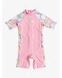 Licra de protección solar con manga corta Roxy Tiny Flower Rosa Flora para niñas de 2 a 7 años