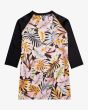 Licra de manga corta de protección solar UPF 50+ Billabong Surf Capsule negra floral para mujer posterior