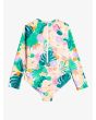 Bañador entero de manga larga Roxy Paradisiac Island Kids Verde Menta Tropical para niñas de 2 a 7 años