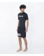 Hombre con licra de surf de manga corta Hurley One and Only Quickdry Rashguard UPF 50+ Negra ajuste
