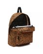 Mochila Vans Wm Realm 22L marrón con estampado animal print negro abierta