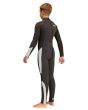 Niño con traje de neopreno con cremallera en la espalda Billabong Absolute 4/3mm negro posterior izquierda 