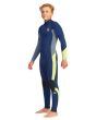 Niño con traje de neopreno con cremallera en la espalda Billabong Absolute 4/3mm azul marino izquierda 