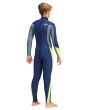 Niño con traje de neopreno con cremallera en la espalda Billabong Absolute 4/3mm azul marino posterior derecha