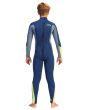 Niño con traje de neopreno con cremallera en la espalda Billabong Absolute 4/3mm azul marino posterior