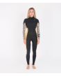 Mujer con traje de surf con cremallera en el pecho Hurley Advantage Plus 4/3mm negro y amarillo 