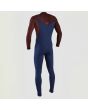 Neopreno con cremallera en el pecho O'Neill Hyperfreak 4/3 Plus azul marino y rojo para hombre posterior