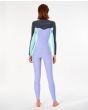 Mujer con Traje de surf con cremallera en el pecho Rip Curl Dawn Patrol 5/3mm Eco Violeta posterior