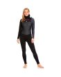 Traje de Neopreno Roxy 5/4/3mm Syncro Plus xon cremallera en el pecho y capucha negro para mujer 