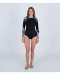 Mujer con traje de surf de primavera con manga larga Hurley Woman Advant 2mm Springsuit negro floral frontal