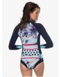 Mujer con Traje de Surf de primavera de manga larga y cremallera frontal Roxy Pop Surf 1 mm azul marino posterior