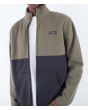 Hombre con Sudadera de forro polar con cremallera Hurley Apls Block Crew Gris y Verde bolsillos 