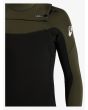 Hombre con Traje de Surf con cremallera en el pecho Quiksilver 4/3mm Everyday Sessions negro y verde Chest Zip