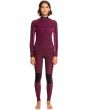 Mujer con traje de neopreno con cremallera en el pecho Roxy Elite 3/2mm negro floral interior