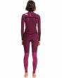 Mujer con traje de neopreno con cremallera en el pecho Roxy Elite 3/2mm negro floral interior posterior