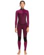 Mujer con traje de neopreno con cremallera en el pecho Roxy Pop Surf 4/3mm azul interior