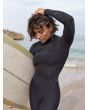 Mujer con neopreno con cremallera en el pecho Roxy Swell Series 4/3mm negro detalle