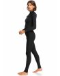 Mujer con neopreno con cremallera en el pecho Roxy Swell Series 4/3mm negro lateral