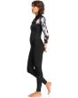 Mujer con neopreno con cremallera en el pecho Roxy Swell Series 5/4/3mm negro floral lateral
