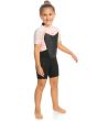 Niña con Traje de Surf de Primavera con Manga Corta y Cremallera en la Espalda 2/2mm Prologue Tiny 2-7 años Rosa Floral frontal
