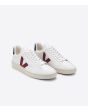 Zapatillas de cuero Veja V-12 Leather Marsala Nautico Unisex frontal