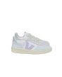 Zapatillas de cuero Veja V-10 Leather Gravel Parme Menthol para mujer