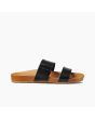 Sandalias Slider Reef Cushion Vista negras y beige para mujer lateral