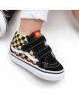 Bebé con Zapatillas de media caña Vans Sk8-Mid Reissue Flame Logo Repeat negras cierre velcro