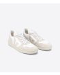 Zapatillas Ecológicas Veja V-10 B-Mesh Blancas con detalles en color beige Unisex frontal