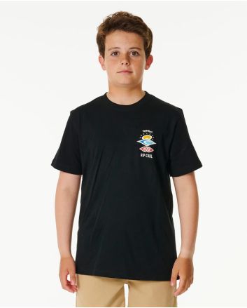 Niño con camiseta de manga corta Rip Curl Search Icon Negra 8-16 años