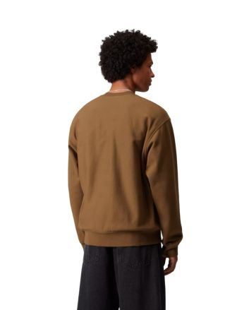 Hombre con sudadera básica Carhartt WIP American Script Sweatshirt Marrón Hamilton