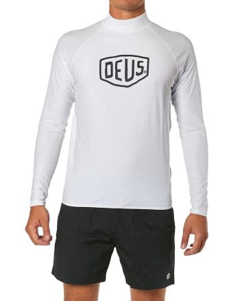 Hombre con Licra Surf de manga larga Deus Ex Machina Baylands Shield Rash Vest UPF 50 Blanca