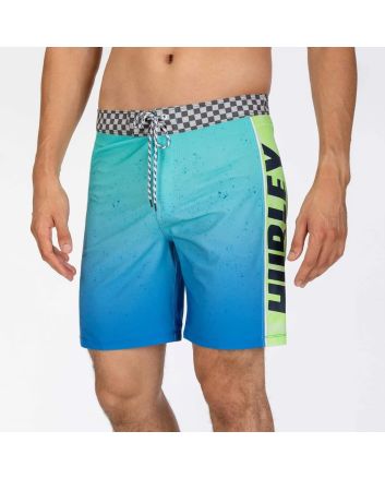 Hombre con bañador Hurley Phantom Fastlane Flashback 18" azul y verde