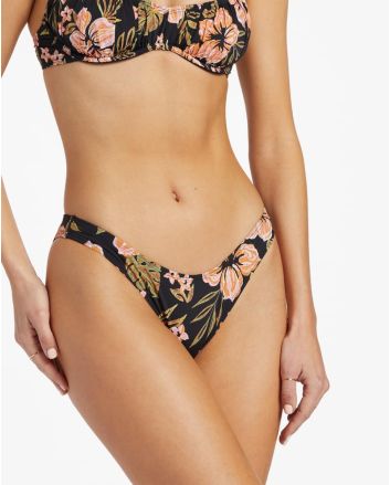 Mujer con Braguita de Bikini Billabong Hooked On Tropics Hike Negro Floral