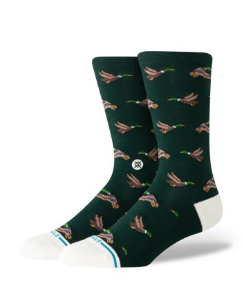 Calcetines Stance Huntin Crew verde pino con estampado de patos Unisex
