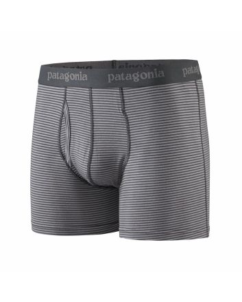Calzoncillos Patagonia Men's Essential Boxer Briefs 3" Fathom grises a rayas para hombre