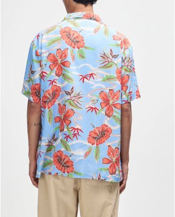 Hombre con Camisa tropical Deus Broadus Shirt Azul