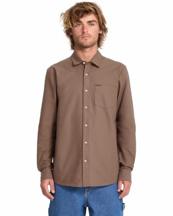 Hombre con Camisa de manga larga Volcom Veeco Oxford marrón piedra