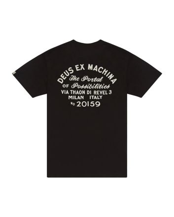 Camiseta de manga corta con bolsillo Deus Ex Machina Milan Address Negra para hombre