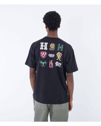 Hombre con camiseta orgánica de manga corta Hurley Organic Marks Negra 