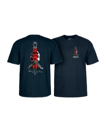 Camiseta de manga corta Powell Peralta x Bruce Lee Skull & Nunchucks Azul Marino para hombre