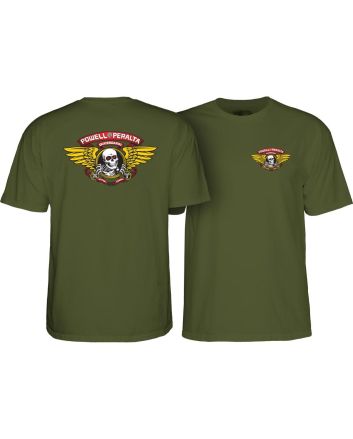 Camiseta de manga corta Powell Peralta Winged Ripper verde militar para hombre 