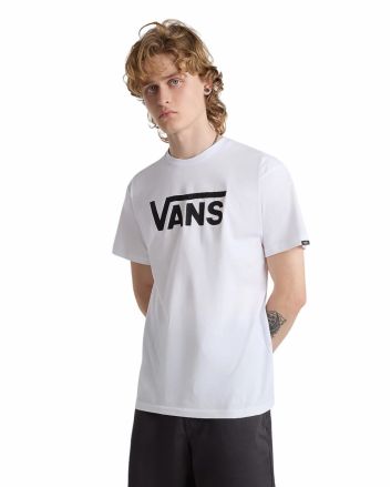 Hombre con camiseta de manga corta Vans Classic Blanca con logo Negro