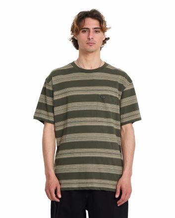 Hombre con camiseta de manga corta Volcom Twilight Verde a rayas 
